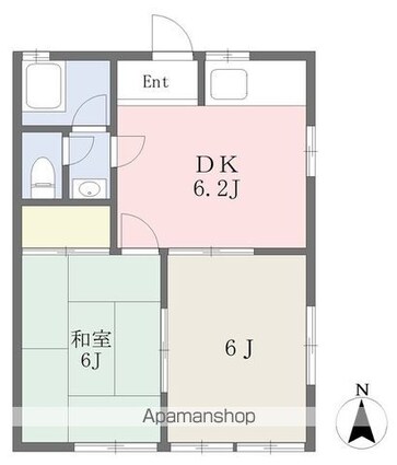 中西コーポ[2DK/37.26m2]の間取図