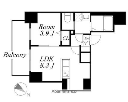 ディアレイシャス名古屋中村公園Ⅱ[1LDK/29.88m2]の間取図