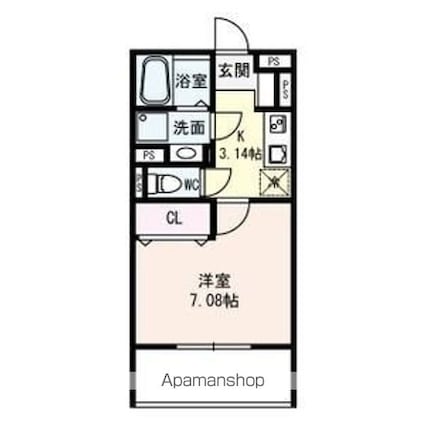 メゾン・ド・レーヴＫ[1K/26.72m2]の間取図
