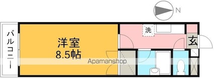 ファーストイン居相[1K/26.4m2]の間取図