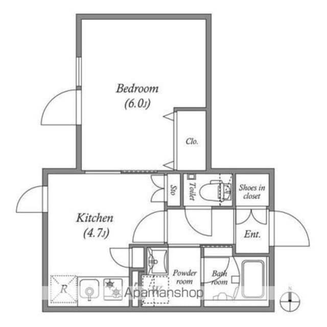 ＬＥＧＡＬＡＮＤ　ＫＡＧＵＲＡＺＡＫＡ[1DK/27.87m2]の間取図