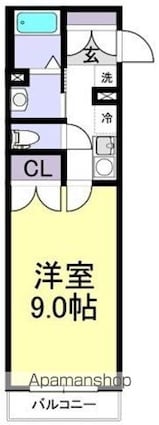 ソレイユ検見川浜[1K/26.46m2]の間取図