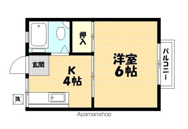 東京都世田谷区太子堂４丁目[1K/20.46m2]の間取図
