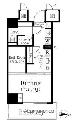 ＫＯＥＮＪＩ　Ｃｒｏｓｓｏｖｅｒ[1DK/26.63m2]の間取図