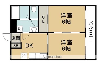 宮千代レジデンス[2DK/37m2]の間取図