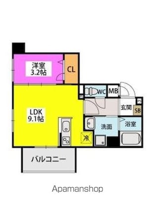 ラフィーネ井尻ⅡＡ棟[1LDK/32.25m2]の間取図