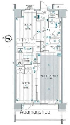 日神パレステージ曳舟[2LDK/57.51m2]の間取図