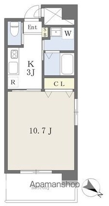 ＬＵＳＴ　ＹＡＮＡＩＭＡＣＨＩ　Ⅱ[1K/33.53m2]の間取図