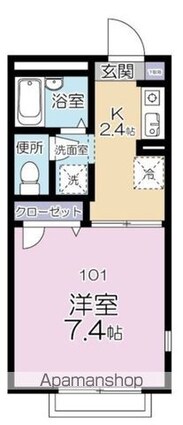 ラベンダーハイツ府中Ｂ[1K/24.5m2]の間取図