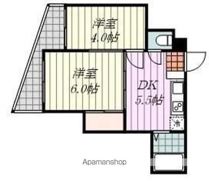 愛媛県松山市福音寺町[2K/34.99m2]の間取図