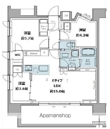 東京都中野区東中野１丁目[3LDK/60.14m2]の間取図