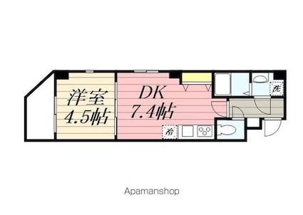 クレスト新田町[1DK/27.55m2]の間取図