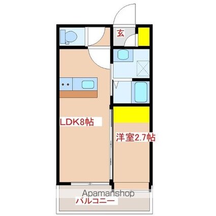 弥生１丁目マンション[1LDK/26.05m2]の間取図