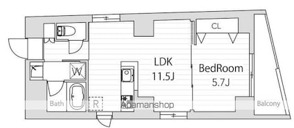 東京都世田谷区上馬４丁目[1LDK/40.63m2]の間取図