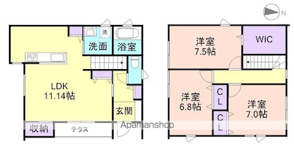 北出島テラスハウス（仮[3LDK/97.7m2]の間取図
