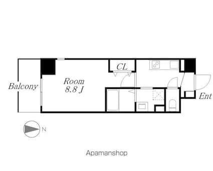 Ｂｒｉｇｈｔ　Ｇａｔｅ　名古屋[1K/28.54m2]の間取図