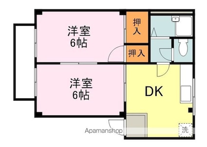 シティハイツ加茂Ｂ[2DK/38.33m2]の間取図