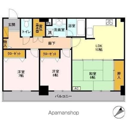 オーシャンビュー壱番館[3LDK/73.76m2]の間取図
