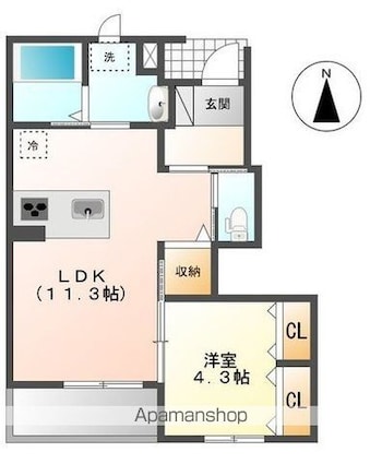 レジデンシア楓[1LDK/40.81m2]の間取図