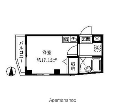 インペリアル野方[1K/17.12m2]の間取図