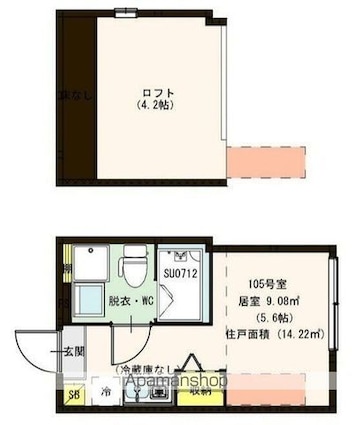 アジュール小岩[1R/14.22m2]の間取図