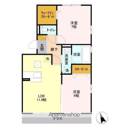サンプットコート[2LDK/58.37m2]の間取図