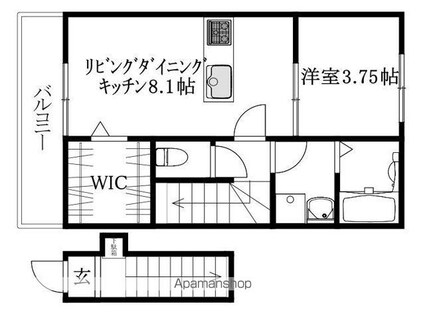 ＧＡＬＬＥＲＹ　ＨＯＵＳＥ米湊[1DK/36.83m2]の間取図