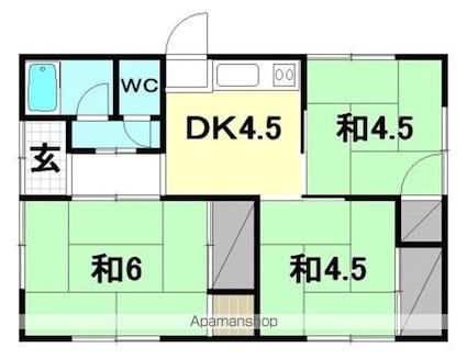 洲之内　博子　借家[3DK/44.55m2]の間取図