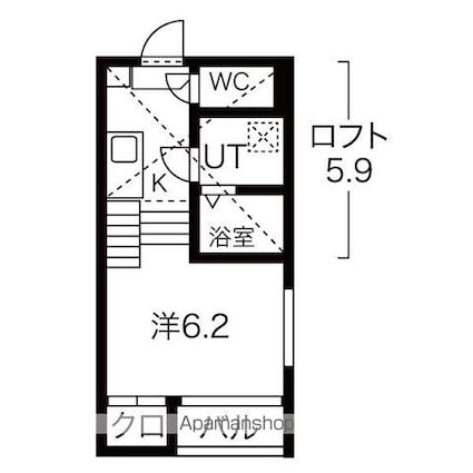 グランメゾン桜[1K/21.08m2]の間取図