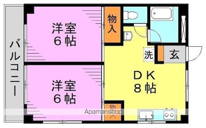 東京都杉並区和田３丁目[2DK/42.12m2]の間取図