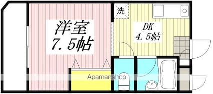 グランドール立川[1K/25.49m2]の間取図