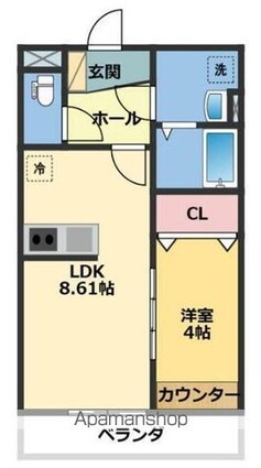 メゾン・ドゥ・アッシュ柏[1LDK/31.91m2]の間取図