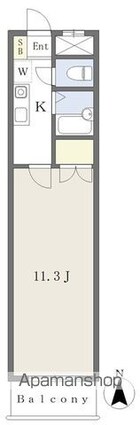 松山アイディ・ヒルズ[1K/28.18m2]の間取図