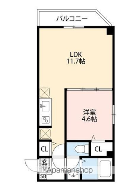 エルヴィータ[1LDK/34.85m2]の間取図