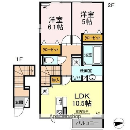 カトレアＩＩ[2LDK/60.4m2]の間取図
