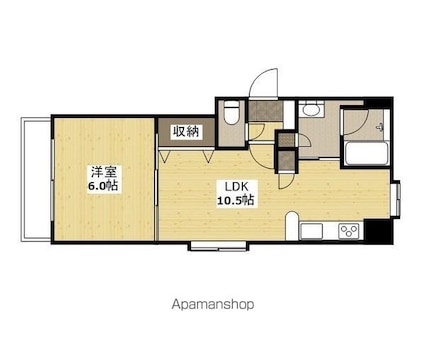Ｇｌｕｃｋ西十日市[1LDK/41.47m2]の間取図