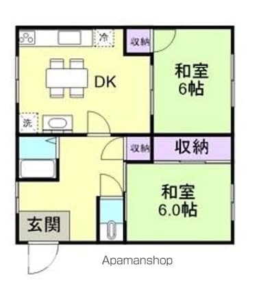 西庄（１０１６－２０４）２階住居[2DK/55m2]の間取図