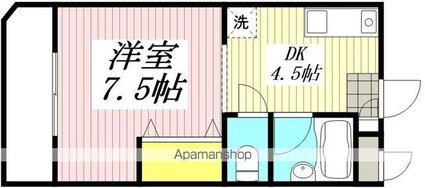 グランドール立川[1K/25.72m2]の間取図