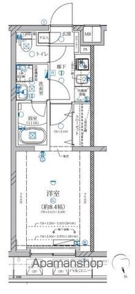 東京都中野区江原町１丁目[1K/25.56m2]の間取図