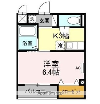 Ｇ．Ｍ．　Ｃｏｕｒｔ[1K/24.12m2]の間取図