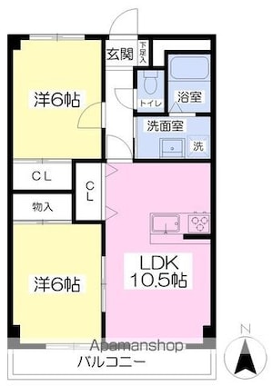 アンファ・カサブランカ[2LDK/52m2]の間取図
