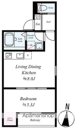 ＧＲＡＤＵＳ八千代台Ⅳ[1LDK/30.3m2]の間取図