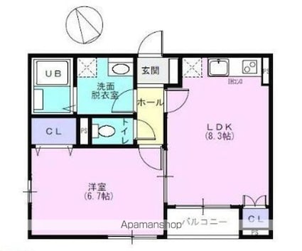 アルプス[1LDK/39.74m2]の間取図