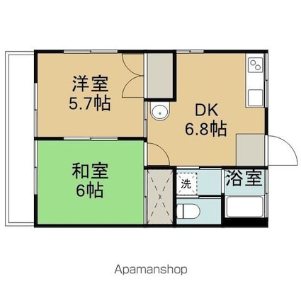 アメニティナガシマ[2DK/40m2]の間取図