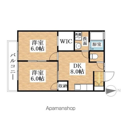 リバーサイド今枝[2DK/45.04m2]の間取図