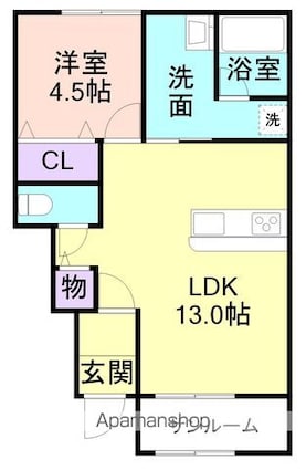 和歌山県岩出市清水[1LDK/47.2m2]の間取図