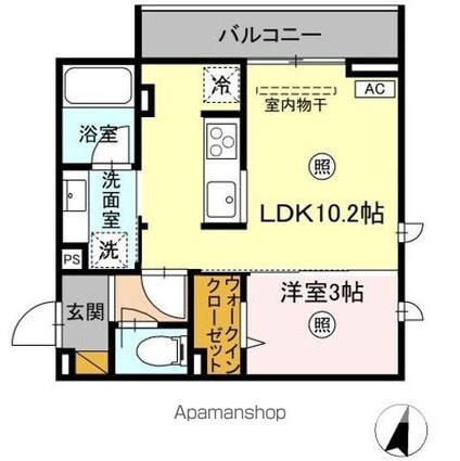 プラデーラ[1LDK/32.8m2]の間取図