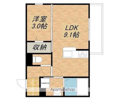 ビオット彦根　Ｂ棟[1LDK/31.43m2]の間取図