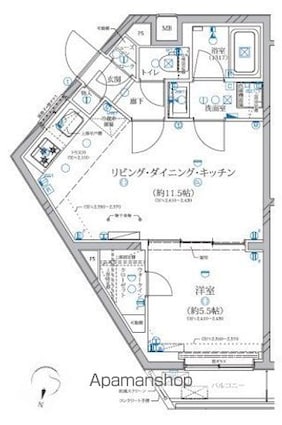 Ａｌｉｖｉｓ新江古田（現ディアレイシャス中野江古田）[1LDK/40.79m2]の間取図
