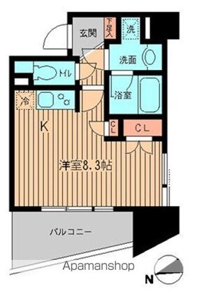 ＫＤＸレジデンス神楽坂[1R/25.77m2]の間取図